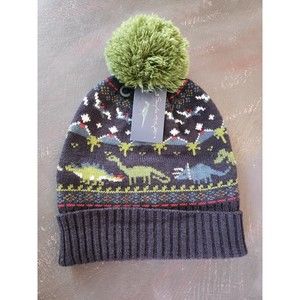 Boys Dinosaur Blue Green Sophie ALLPORT Beanie Pom Hat Winter One Size Gift!